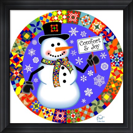 Framed Snowman Quilt 1 Print