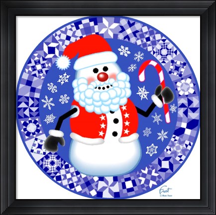 Framed Snowman Santa Quilt Print