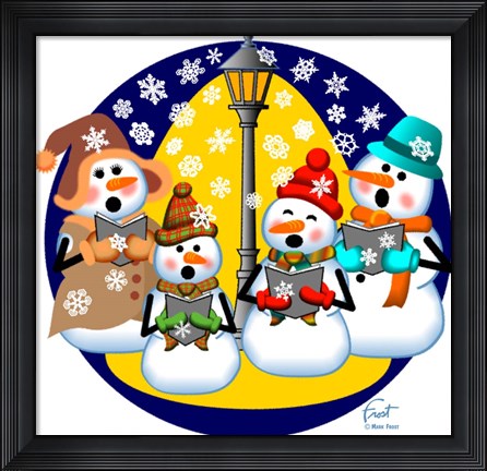 Framed Snowman Choir Print