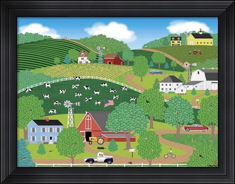 Framed Farms Of Windy Hills Print