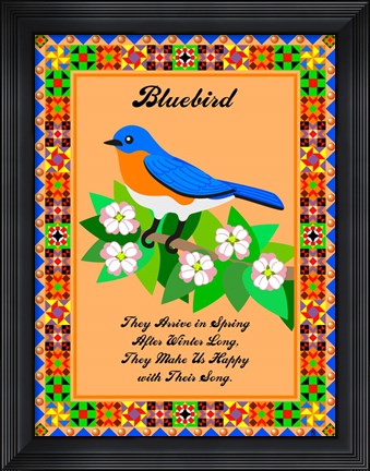 Framed Bluebird Quilt Print