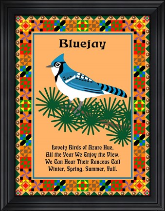 Framed Blue Jay Quilt Print