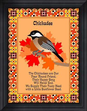 Framed Chicadee Quilt Print