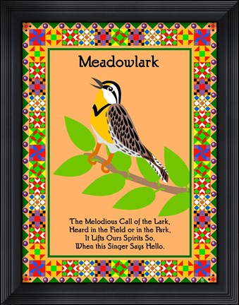 Framed Meadowlark Quilt Print