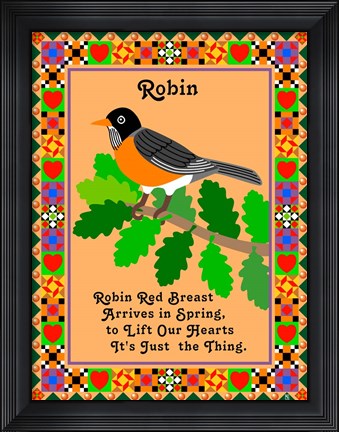 Framed Robin Quilt Print