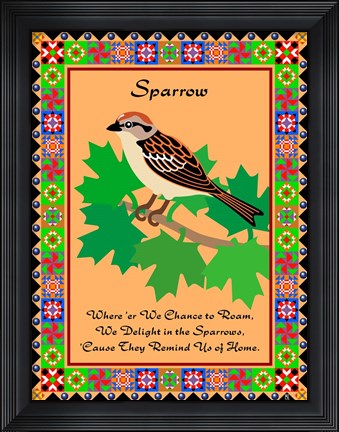 Framed Sparrow Quilt Print