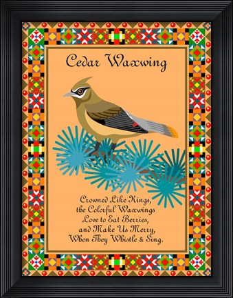 Framed Waxwing Quilt Print