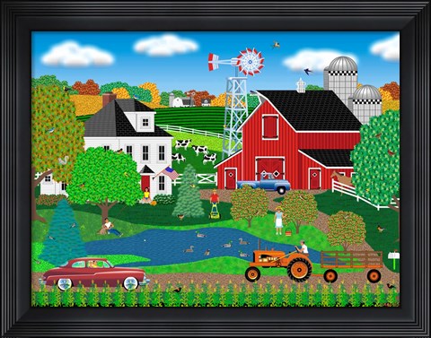 Framed Pleasant Day On The Farm Print