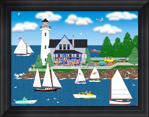 Framed Summer Lighthouse Print