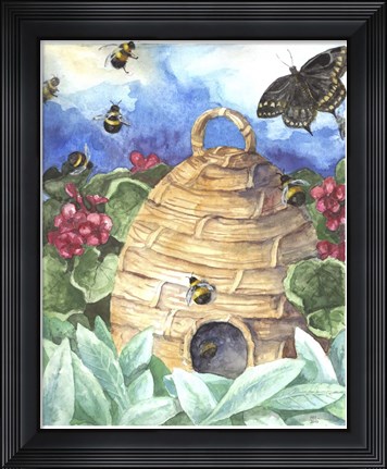 Framed Bee And Flower Print