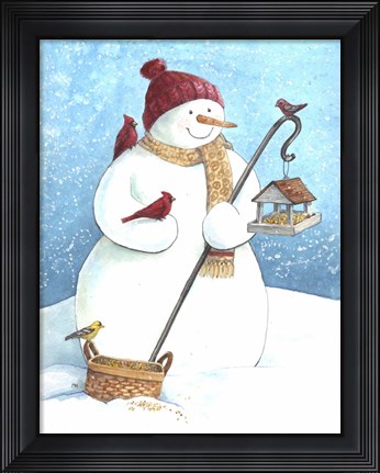 Framed Snowman Red Hat Print
