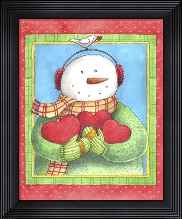 Framed Snowman Give Heart Print