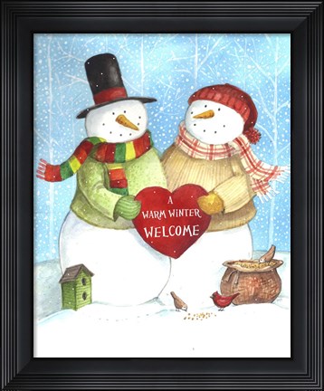 Framed Warm Welcome Snowman Print