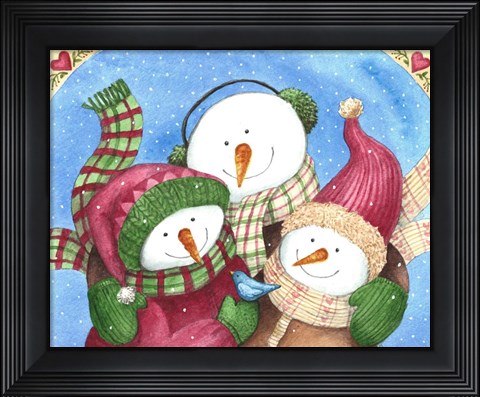 Framed Snowman With Bluebird Print