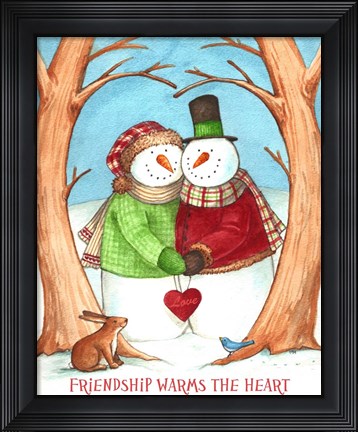 Framed Snowman Tree Heart Share Print