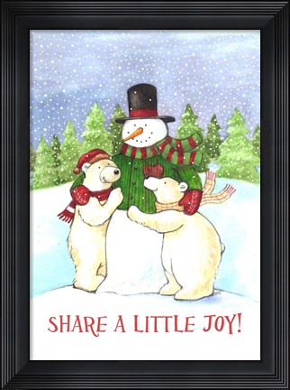 Framed Snowman And Polar Share Joy Print