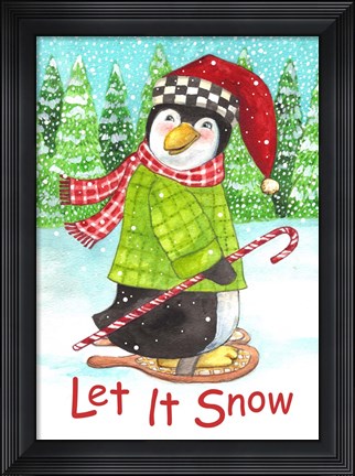 Framed Penguin Let It Snow Print