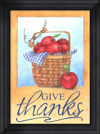Framed Give Thanks Apple Basket Print