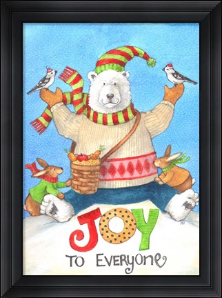 Framed Polar Bear Joy To Everyone Print