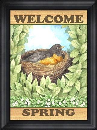 Framed Welcome Spring Robin Print