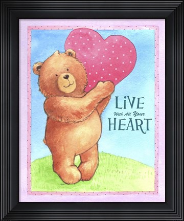 Framed Bear Live With Heart Print