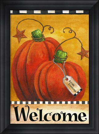 Framed Pumpkin Autumn Welcome Print