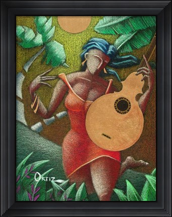 Framed Woman with Guitar Print