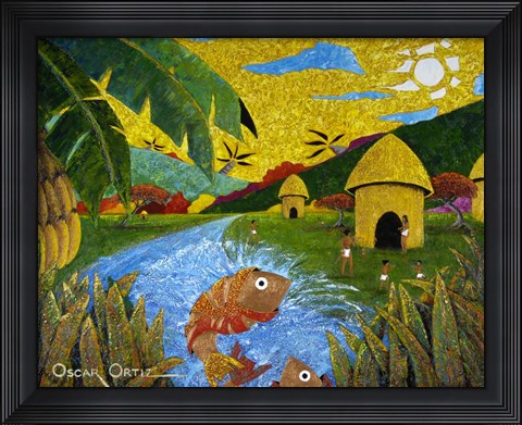 Framed Village Print