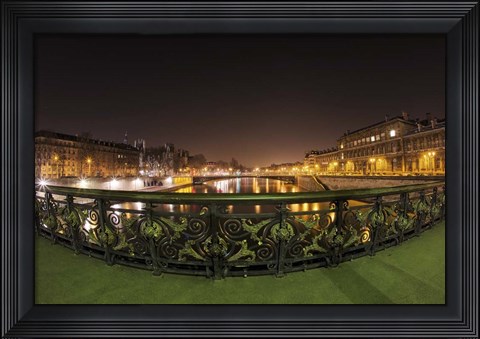 Framed Paris Night Bridge I Print