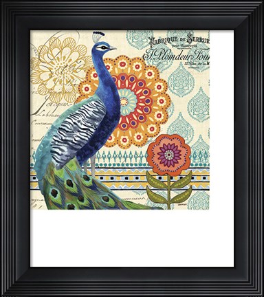 Framed Vintage Peacock I Print