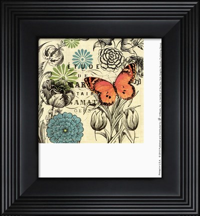 Framed French Butterflies Orange Print