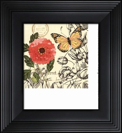 Framed French Butterflies Yellow-Orange Print