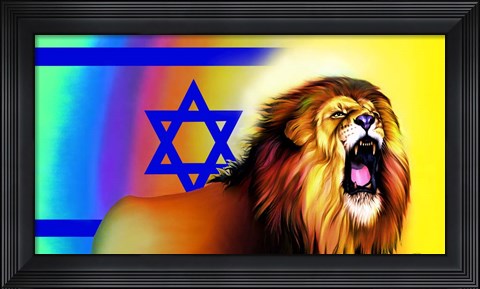 Framed Roaring Lion Star Print