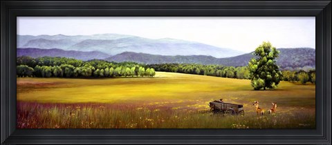 Framed Summer Landscape Wagon Print
