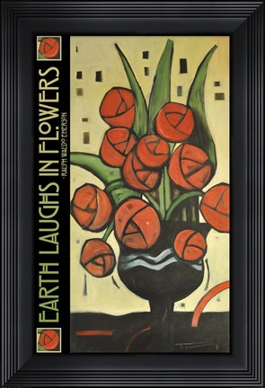 Framed Roses In Vase Poster Print
