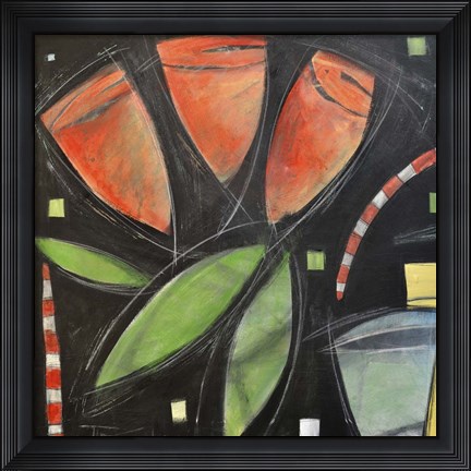 Framed Tulips And Water Glass Print