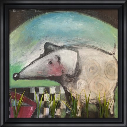 Framed Fancy Dog At Picnic Print