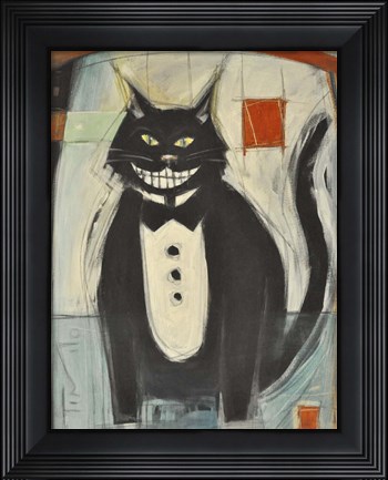 Framed Gato Negro En Tux Print