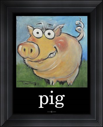 Framed Pig Poster Print