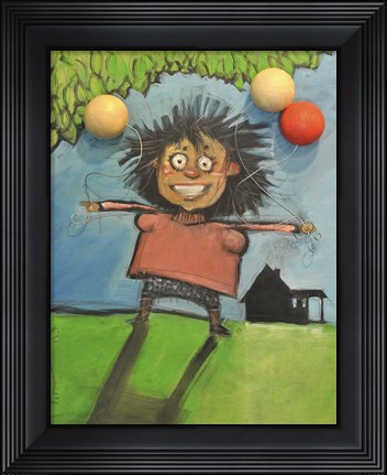 Framed Girl With Balloons Print