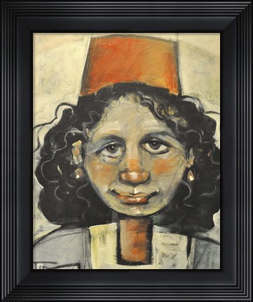 Framed Girl With Fez Print