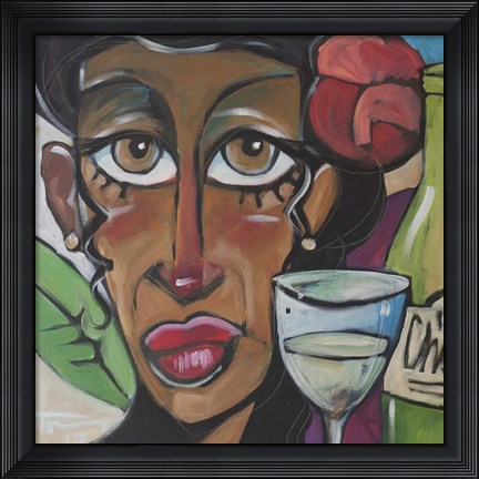 Framed Island Girl With Wine Print