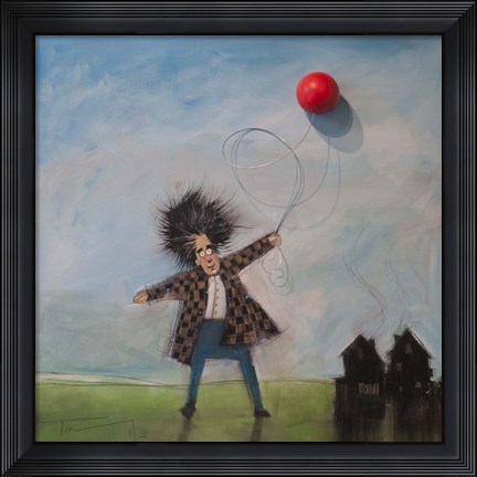 Framed Man With Balloon Print