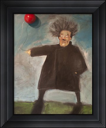 Framed Man With A Balloon Over There Print