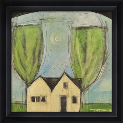 Framed House With Two Trees Print