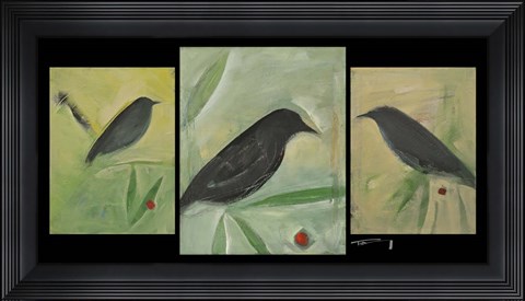 Framed Birds And Berries Triptych Print