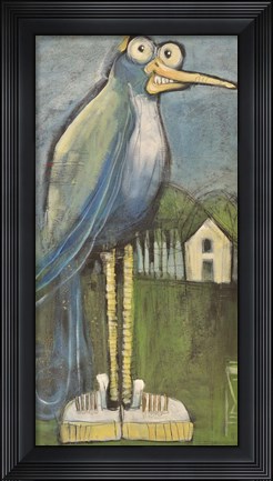 Framed Bird In Found Shoes Print