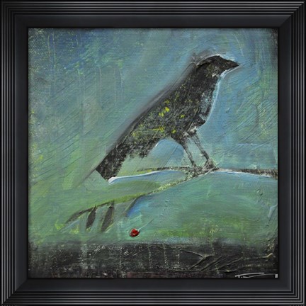Framed Blackbird Red Berry Print
