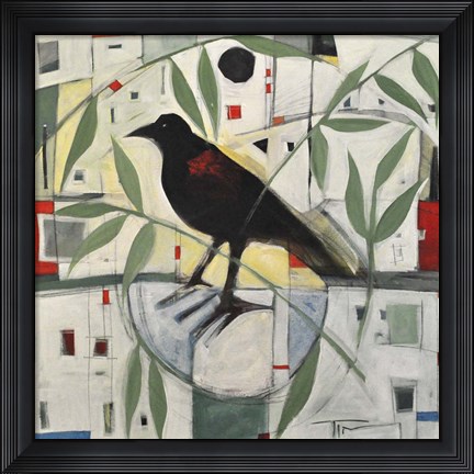 Framed Redwing And Branches Print