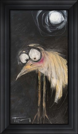 Framed Snipe And Full Moon Print